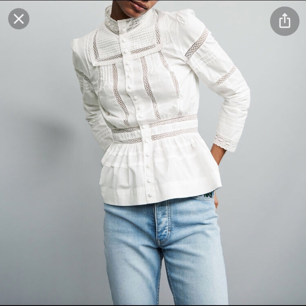 Maje White Lace Detail Blouse